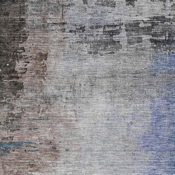 HomeRoots 5' X 8' Brown And Blue Abstract Area Rug - Washable, UV-Protected, Non-Slip, Stylish for Any Room! 715599