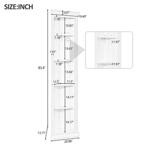 English Elm 83.4"Tall 5 Tier Corner Bookcase, Modern White Triangle Shelf Unit with Adjustable Shelves, Solid Wood Frame, Space-Saving Display for Living Room N751P191709K