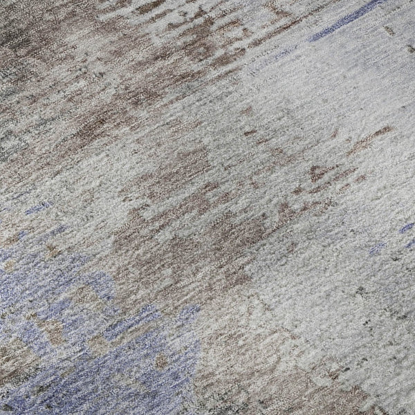 HomeRoots 8' X 10' Washable Abstract Area Rug in Brown & Blue - Stain Resistant, UV Protected, Durable Design 715601