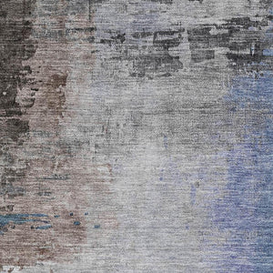 HomeRoots 9' X 12' Washable Brown and Blue Abstract Area Rug with UV Protection for Modern Homes & Patios 715602