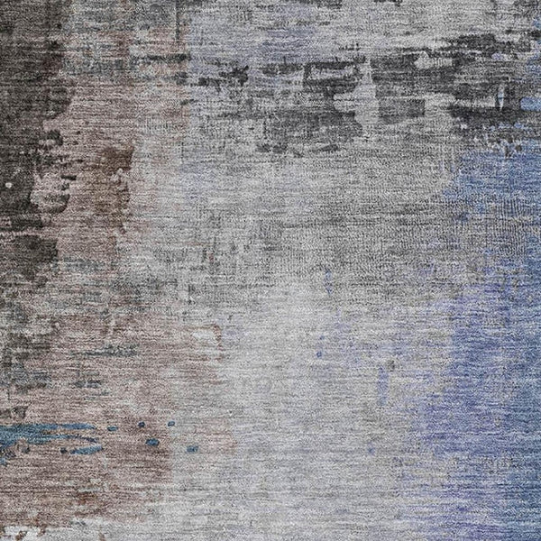 HomeRoots 9' X 12' Washable Brown and Blue Abstract Area Rug with UV Protection for Modern Homes & Patios 715602