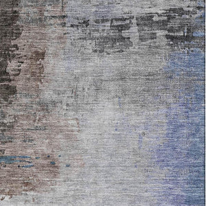 HomeRoots 9' X 12' Washable Brown and Blue Abstract Area Rug with UV Protection for Modern Homes & Patios 715602