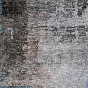 HomeRoots 10' X 14' Durable Brown and Blue Abstract Area Rug - Washable, UV Protected, Stain Resistant Design 715603