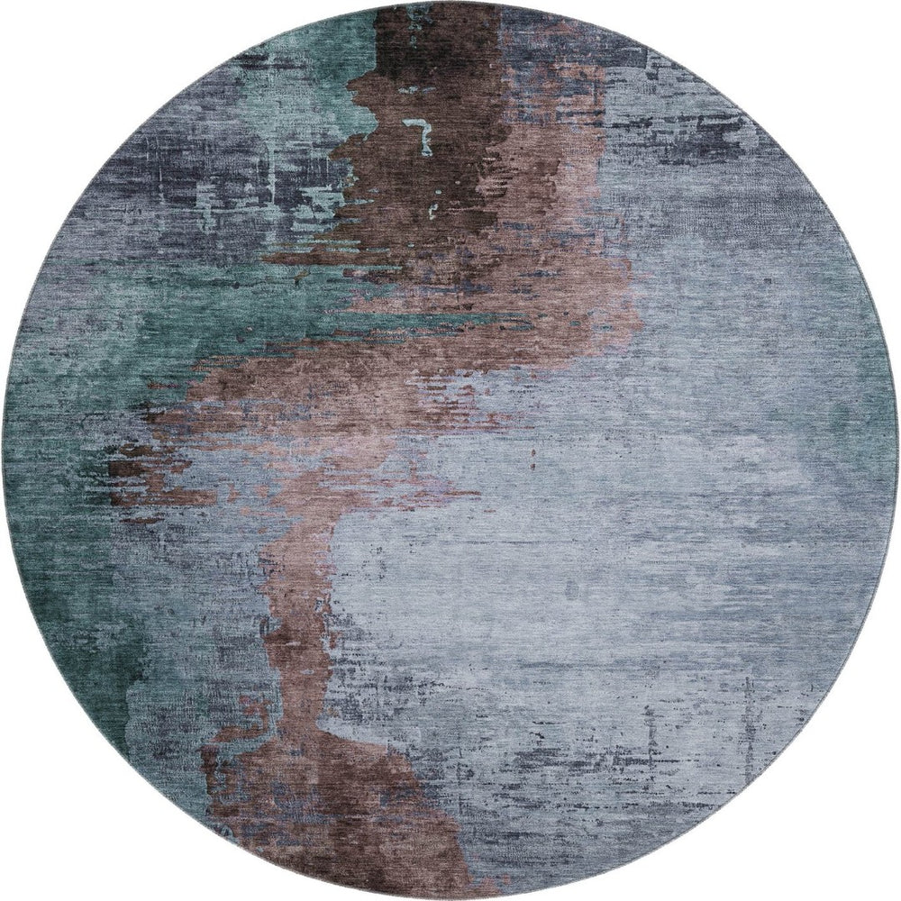 HomeRoots 8' X 10' Abstract Blue and Brown Washable Area Rug with UV Protection – Stylish, Durable, Pet-Friendly! 715607