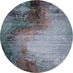 HomeRoots 8' X 10' Abstract Blue and Brown Washable Area Rug with UV Protection – Stylish, Durable, Pet-Friendly! 715607