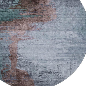HomeRoots 8' X 10' Abstract Blue and Brown Washable Area Rug with UV Protection – Stylish, Durable, Pet-Friendly! 715607