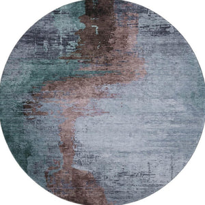HomeRoots 8' X 10' Abstract Blue and Brown Washable Area Rug with UV Protection – Stylish, Durable, Pet-Friendly! 715607
