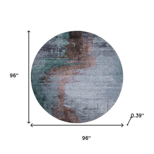 HomeRoots 8' X 10' Abstract Blue and Brown Washable Area Rug with UV Protection – Stylish, Durable, Pet-Friendly! 715607