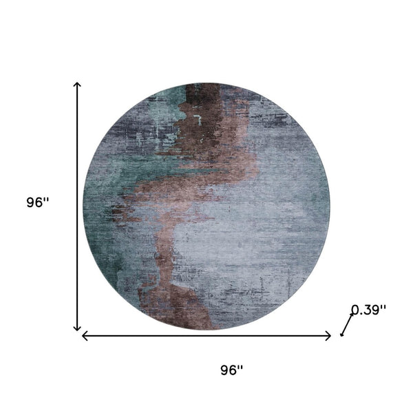 HomeRoots 8' X 10' Abstract Blue and Brown Washable Area Rug with UV Protection – Stylish, Durable, Pet-Friendly! 715607