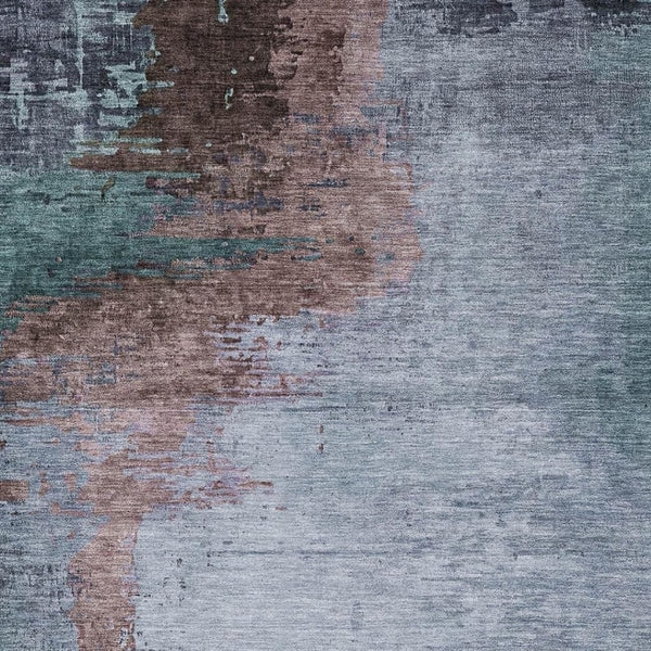 HomeRoots 9' X 12' Blue And Brown Abstract Washable Area Rug – Stylish, Durable & Ideal for High-Traffic Spaces 715608