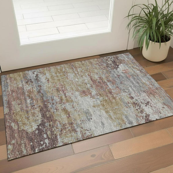 HomeRoots 5' X 8' Stylish Chocolate & Beige Abstract Washable Area Rug - Durable, UV-Resistant & Pet-Friendly! 715611