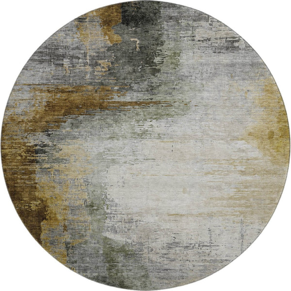HomeRoots 8' X 10' Washable Chocolate and Beige Abstract Area Rug with UV Protection for High-Traffic Spaces 715613