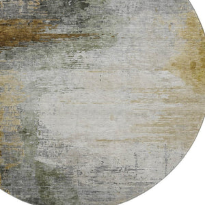 HomeRoots 8' X 10' Washable Chocolate and Beige Abstract Area Rug with UV Protection for High-Traffic Spaces 715613