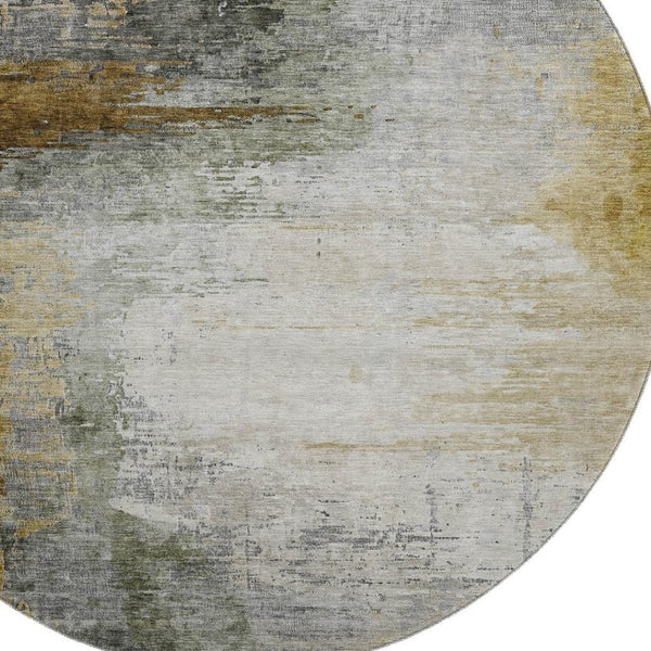 HomeRoots 8' X 10' Washable Chocolate and Beige Abstract Area Rug with UV Protection for High-Traffic Spaces 715613