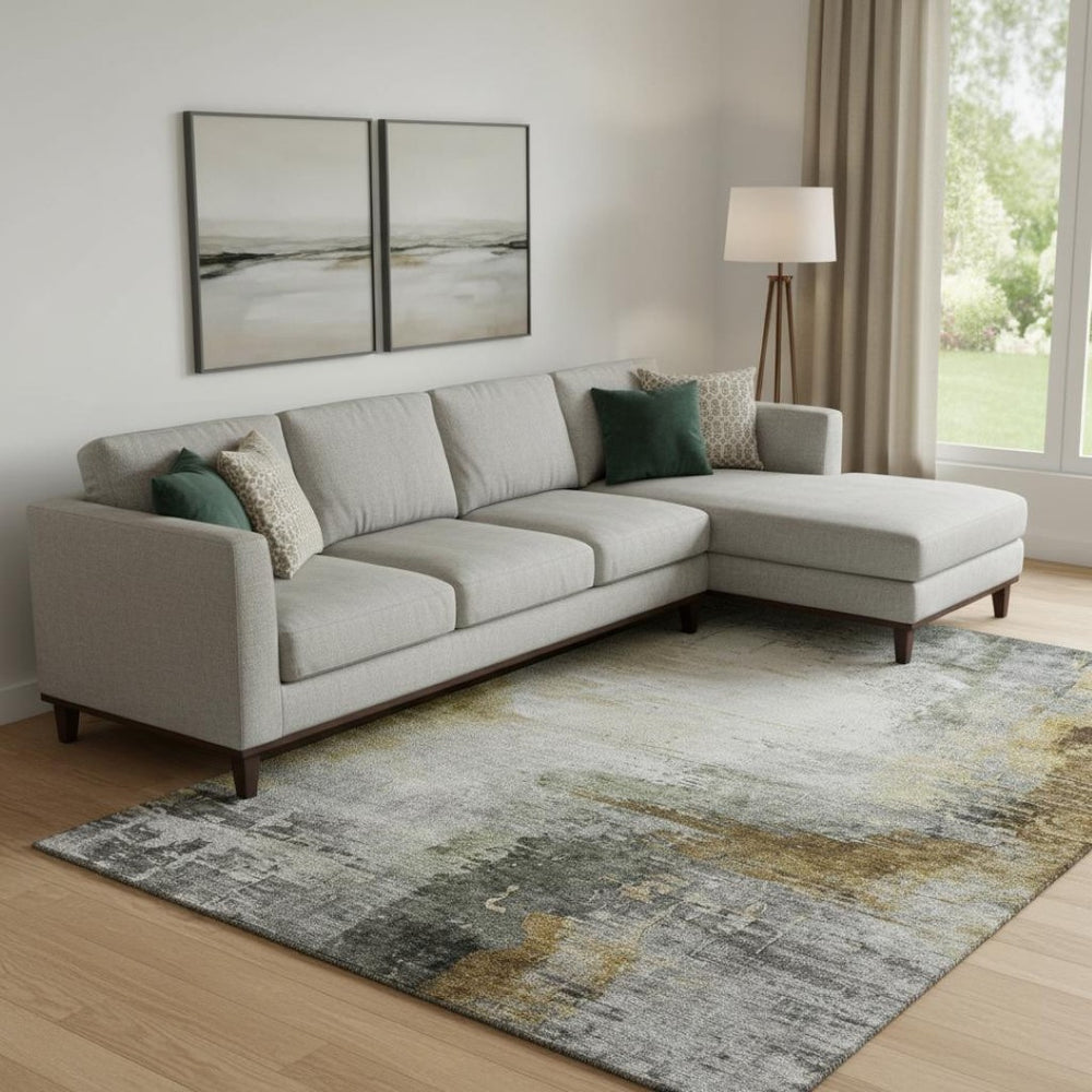 HomeRoots 9' X 12' Chocolate and Beige Abstract Area Rug – Washable, Stain-Resistant, UV Protected, Non-Slip 715614