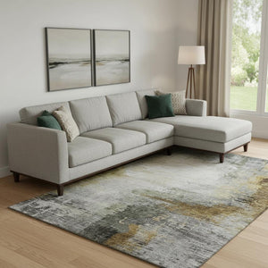 HomeRoots 9' X 12' Chocolate and Beige Abstract Area Rug – Washable, Stain-Resistant, UV Protected, Non-Slip 715614
