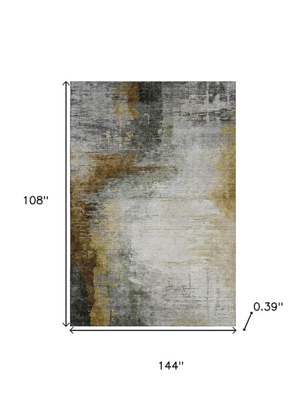 HomeRoots 10' X 14' Chocolate and Beige Abstract Area Rug - Washable, Stain Resistant, UV Protected for Homes 715615