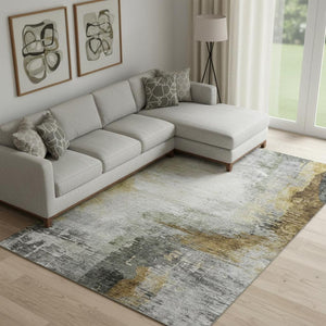 HomeRoots 10' X 14' Chocolate and Beige Abstract Area Rug - Washable, Stain Resistant, UV Protected for Homes 715615