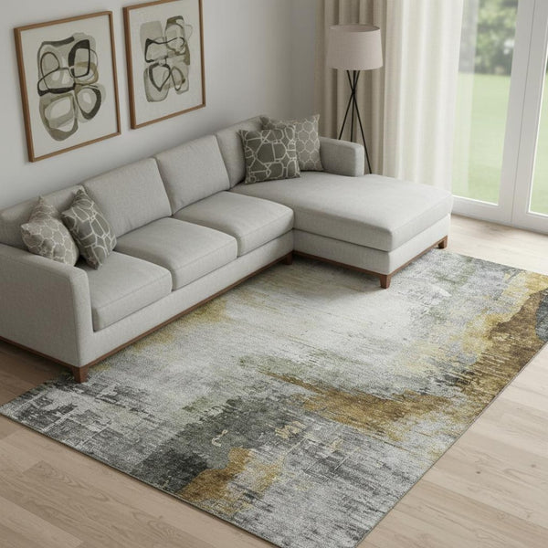 HomeRoots 10' X 14' Chocolate and Beige Abstract Area Rug - Washable, Stain Resistant, UV Protected for Homes 715615