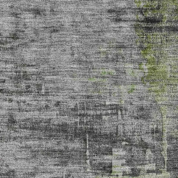 HomeRoots 8' Green and Gray Abstract Washable Round Rug with UV Protection – Stylish, Durable, Family-Friendly Floor Covering! 715618