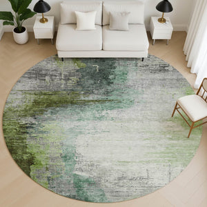 HomeRoots 8' X 10' Modern Green and Gray Abstract Washable Area Rug with UV Protection for High-Traffic Spaces 715619