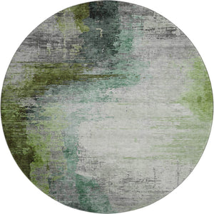 HomeRoots 8' X 10' Modern Green and Gray Abstract Washable Area Rug with UV Protection for High-Traffic Spaces 715619