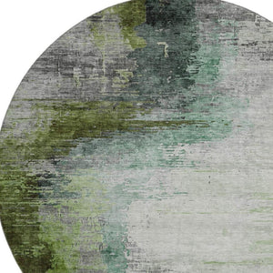 HomeRoots 8' X 10' Modern Green and Gray Abstract Washable Area Rug with UV Protection for High-Traffic Spaces 715619