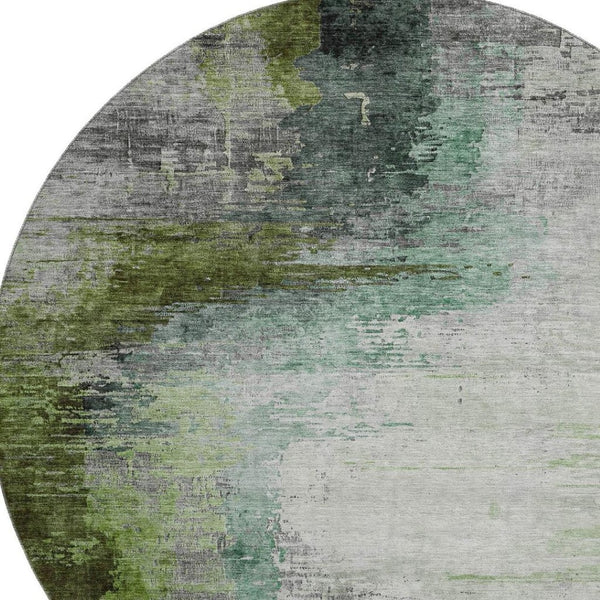 HomeRoots 8' X 10' Modern Green and Gray Abstract Washable Area Rug with UV Protection for High-Traffic Spaces 715619