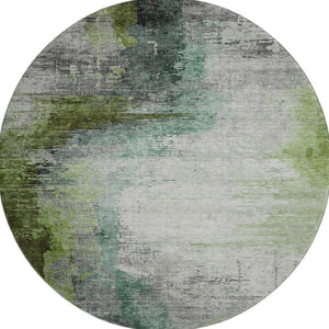 HomeRoots 8' X 10' Modern Green and Gray Abstract Washable Area Rug with UV Protection for High-Traffic Spaces 715619