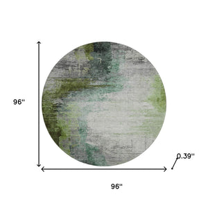 HomeRoots 8' X 10' Modern Green and Gray Abstract Washable Area Rug with UV Protection for High-Traffic Spaces 715619