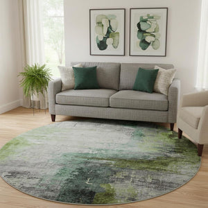 HomeRoots 8' X 10' Modern Green and Gray Abstract Washable Area Rug with UV Protection for High-Traffic Spaces 715619