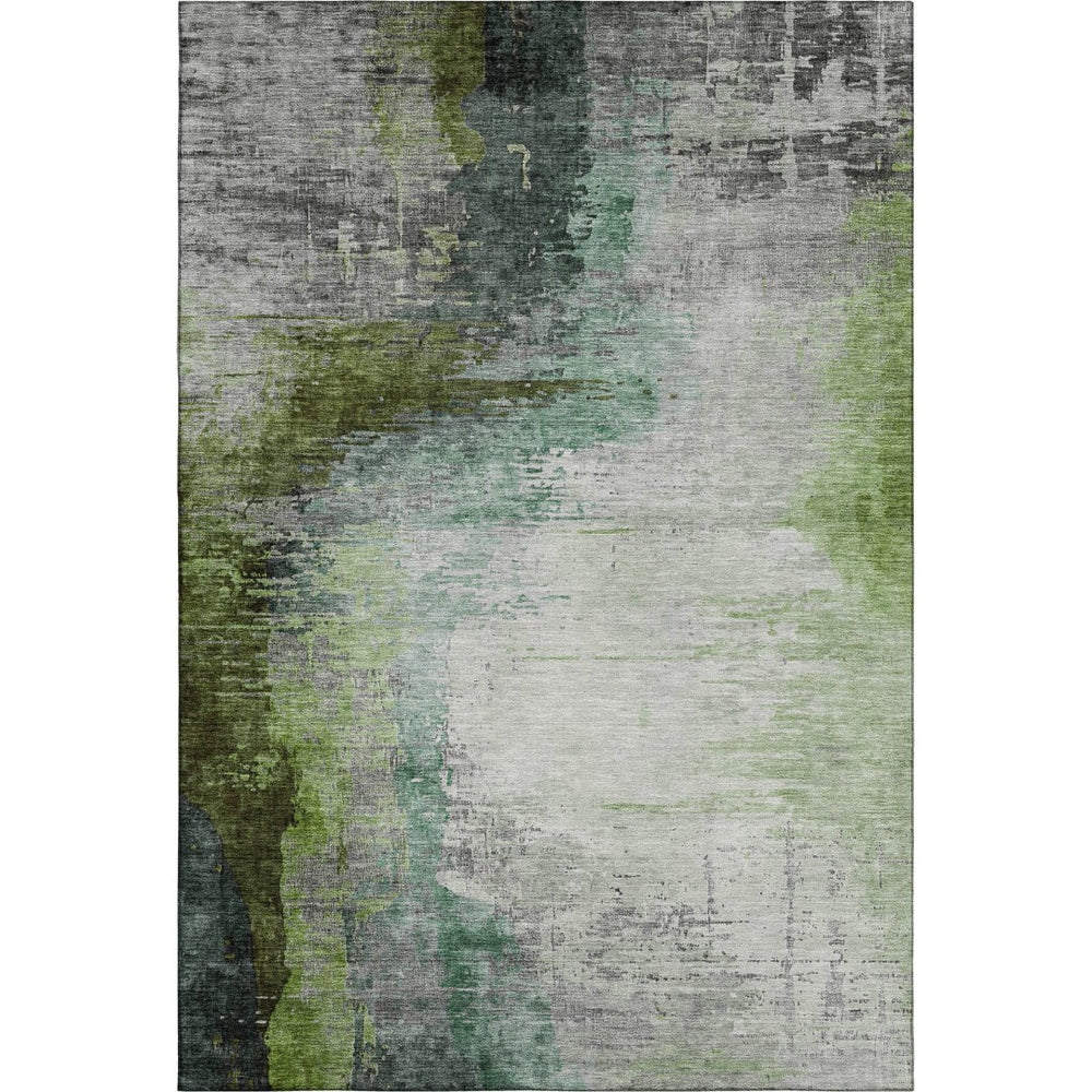 HomeRoots 10' X 14' Modern Green and Gray Abstract Area Rug – Washable, UV-Protected, Durable for High Traffic 715621