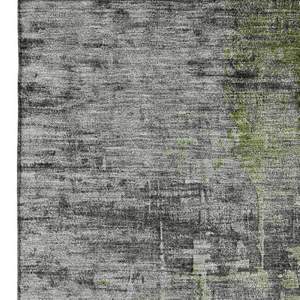 HomeRoots 10' X 14' Modern Green and Gray Abstract Area Rug – Washable, UV-Protected, Durable for High Traffic 715621