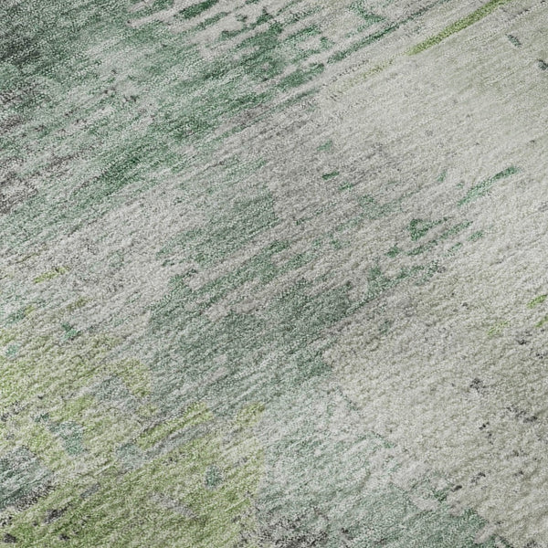 HomeRoots 10' X 14' Modern Green and Gray Abstract Area Rug – Washable, UV-Protected, Durable for High Traffic 715621