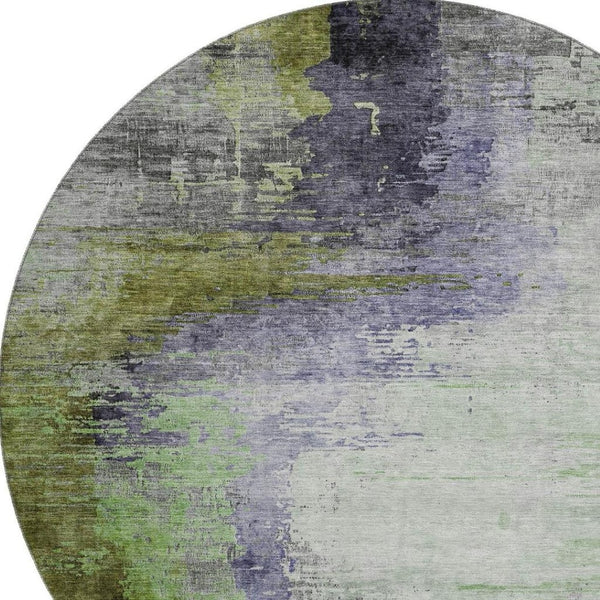 HomeRoots 8' X 10' Washable Area Rug in Plum and Green - UV Protected, Durable, Modern Abstract Design for Home 715625