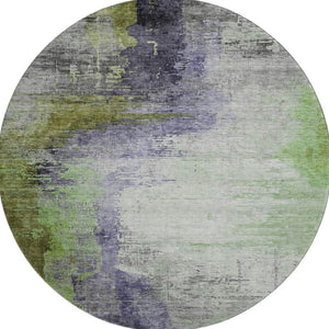 HomeRoots 8' X 10' Washable Area Rug in Plum and Green - UV Protected, Durable, Modern Abstract Design for Home 715625