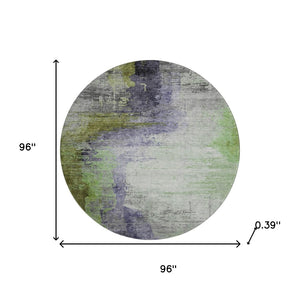 HomeRoots 8' X 10' Washable Area Rug in Plum and Green - UV Protected, Durable, Modern Abstract Design for Home 715625