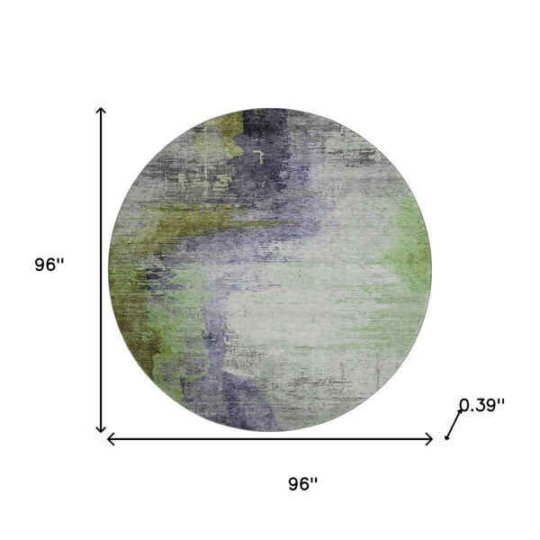 HomeRoots 8' X 10' Washable Area Rug in Plum and Green - UV Protected, Durable, Modern Abstract Design for Home 715625