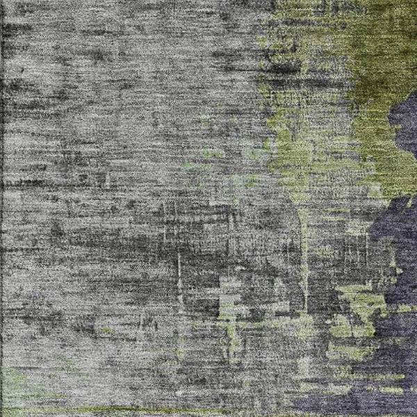 HomeRoots 9' X 12' Modern Abstract Plum and Green Area Rug – Washable, UV-Protected, Durable for High Traffic Homes 715626