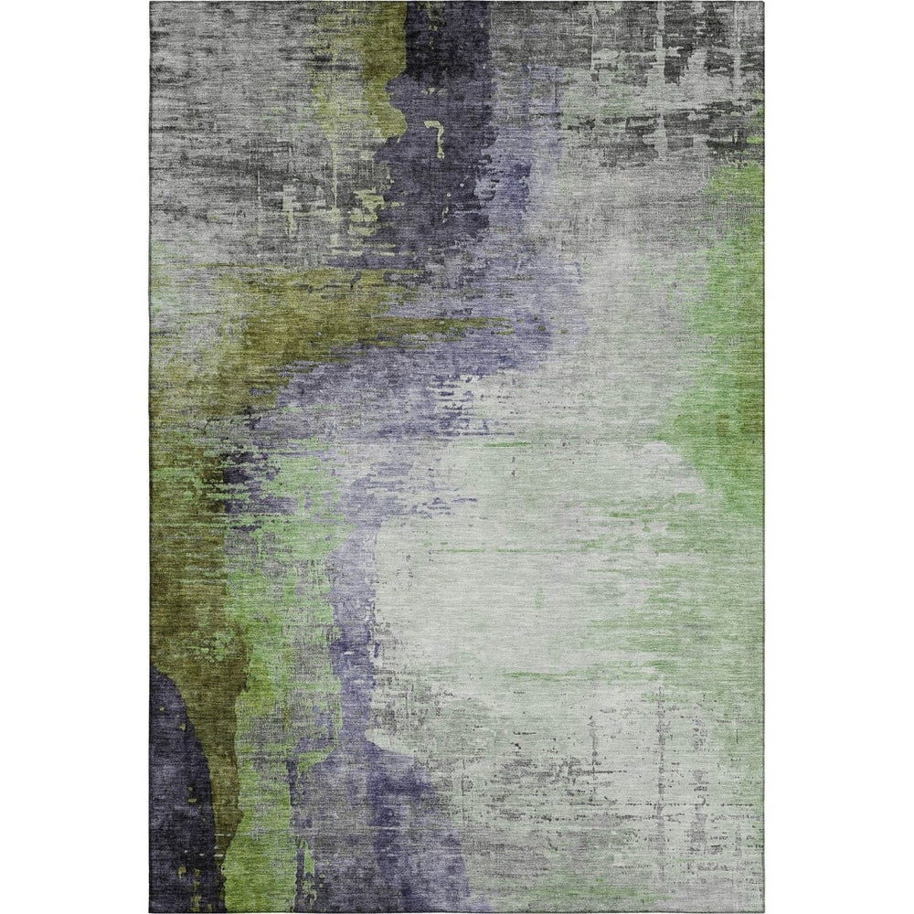 HomeRoots 10' X 14' Plum And Green Abstract Washable Area Rug – Durable, UV-Protected, Stylish for Homes 715627