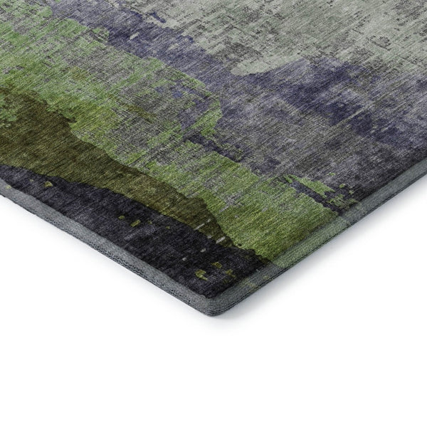 HomeRoots 10' X 14' Plum And Green Abstract Washable Area Rug – Durable, UV-Protected, Stylish for Homes 715627