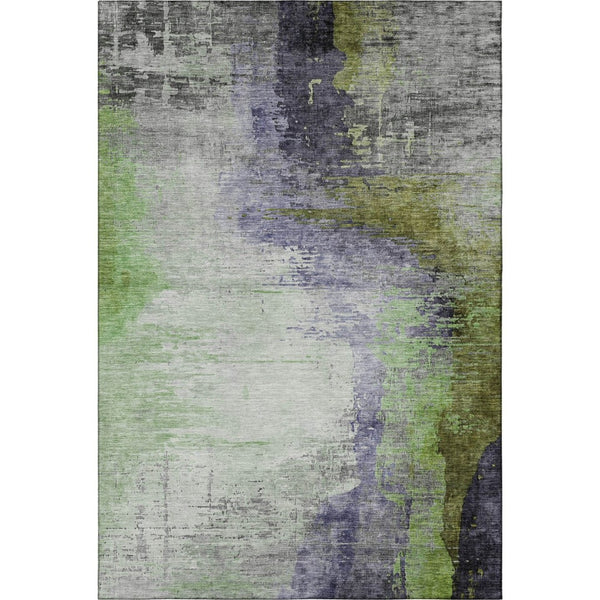 HomeRoots 10' X 14' Plum And Green Abstract Washable Area Rug – Durable, UV-Protected, Stylish for Homes 715627
