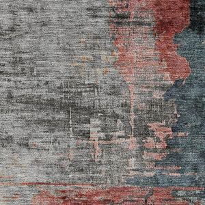 HomeRoots 5' Teal and Mauve Abstract Area Rug - Washable, UV Protected, Non-Slip for Style & Durability! 715629