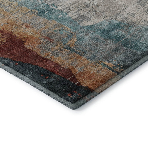 HomeRoots 8' Teal And Mauve Abstract Washable Round Rug – UV Protected, Durable, Stylish for Indoor & Outdoor Use 715630