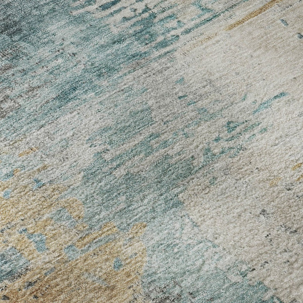 HomeRoots 8' Teal And Mauve Abstract Washable Round Rug – UV Protected, Durable, Stylish for Indoor & Outdoor Use 715630