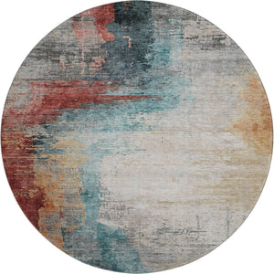 HomeRoots 8' X 10' Teal and Mauve Abstract Area Rug - Washable, UV-Protected, Ideal for Kids & Pets Spaces! 715631