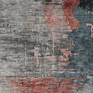 HomeRoots 9' X 12' Teal and Mauve Abstract Area Rug - Washable, UV-Protected, Durable for Busy Homes 715632