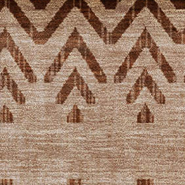 HomeRoots 5' X 8' Beige & Brown Geometric Area Rug - Machine Washable, Stain Resistant, UV Protected Design 715635