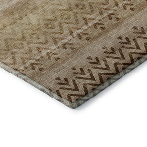 HomeRoots 5' X 8' Beige & Brown Geometric Area Rug - Machine Washable, Stain Resistant, UV Protected Design 715635