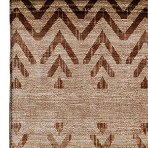 HomeRoots 5' X 8' Beige & Brown Geometric Area Rug - Machine Washable, Stain Resistant, UV Protected Design 715635